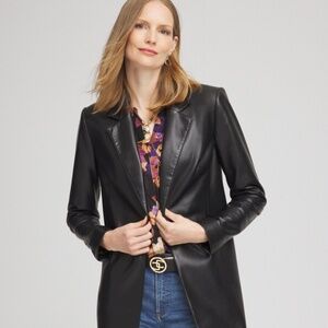 Beautiful Size 14 Faux Leather Black Coat from Chico's